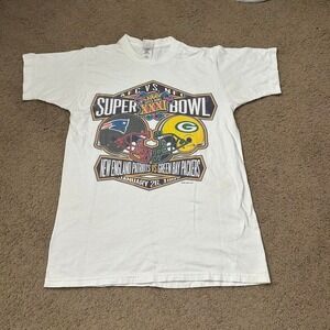 Super Bowl XXXI New England Patriots vs Green Bay Packers white t-shirt